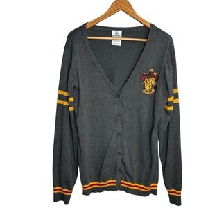 Wizarding World Harry Potter Womens Cardigan 2X Gray Gryffindor Button Up Vneck